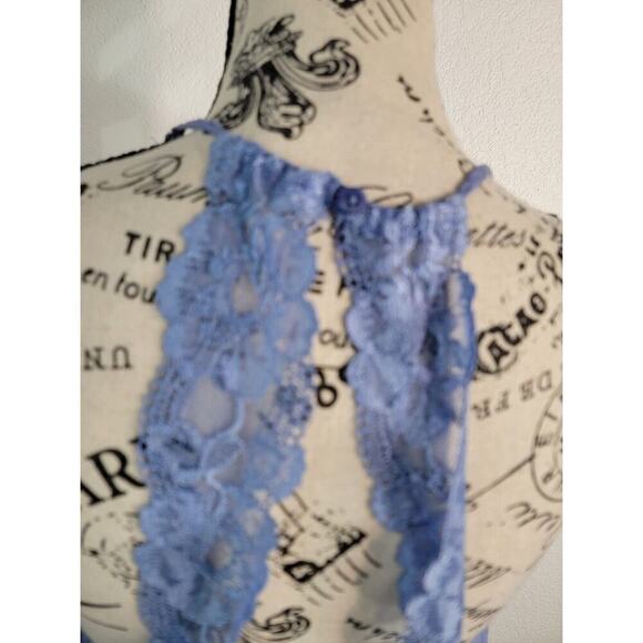 Victorias Secret Satin Mini Dress Womens Sz M Lace Trim 90's Fairy Blue Purple - Picture 12 of 16